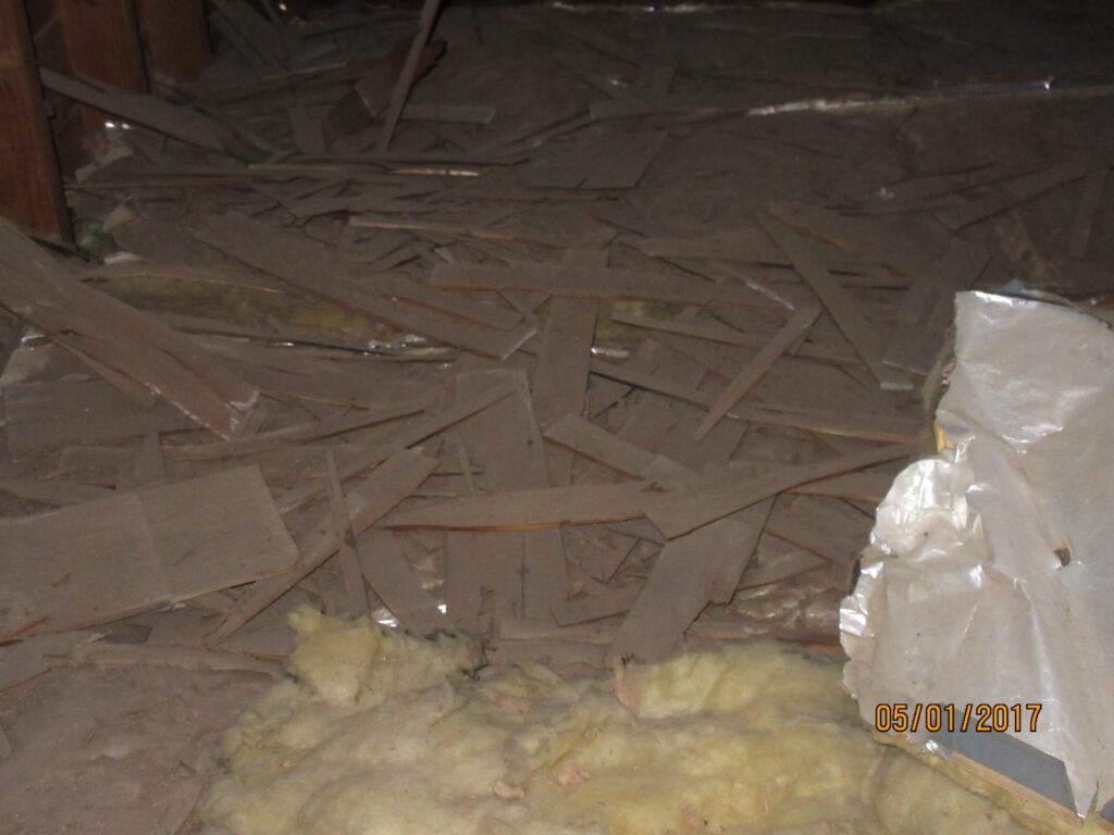 Img_9528-2 - professional home inspections in queen creek & the east valley Photo of debris inside an attic.